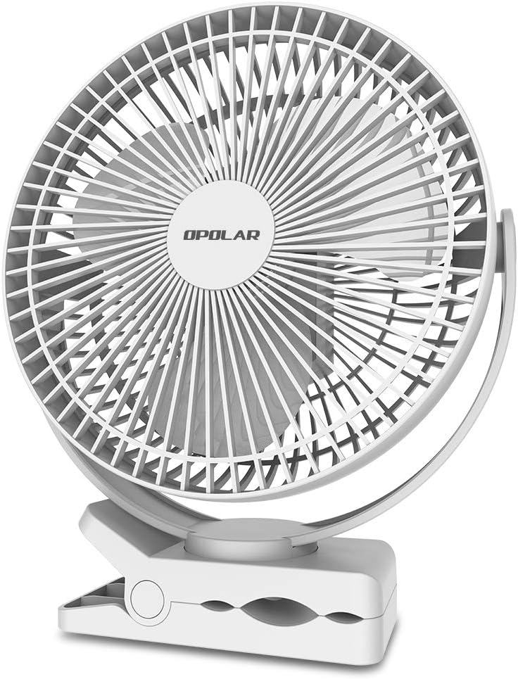 OPOLAR 10000mAh 8-Inch Rechargeable Battery Operated Clip on Fan, 4 Speeds Fast Air Circulating USB Fan, Sturdy Clamp Portable for Outdoor Camping Tent Beach or Treadmill Car Personal Desk