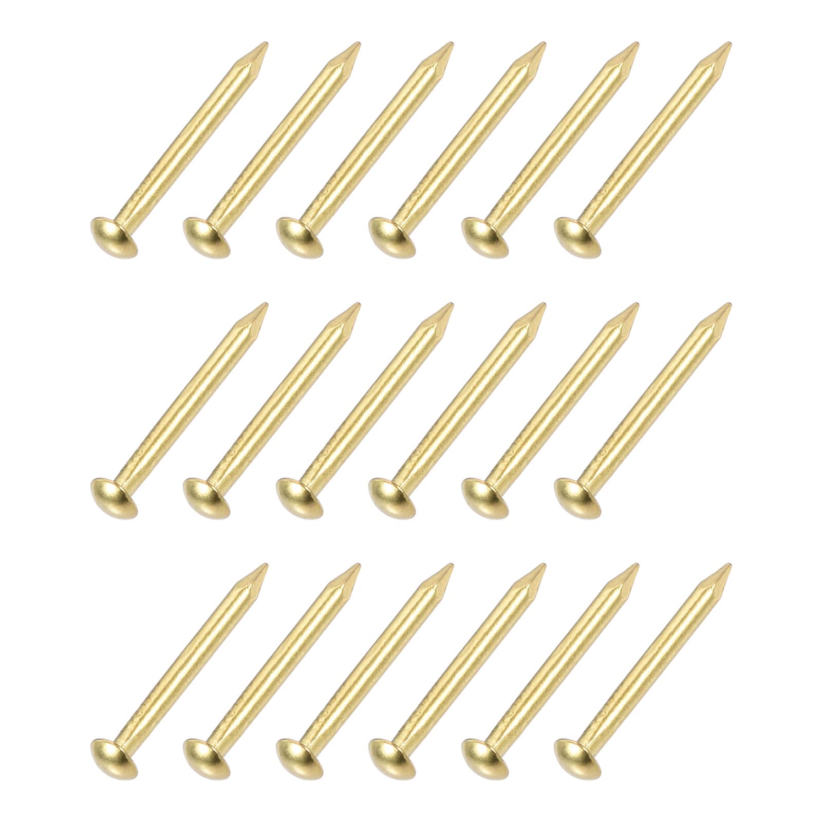 METALLIXITY Small Nails (1.5x15mm) 60pcs, Brass Tiny Hardware Nails - for Household Woodworking, Brass Tone