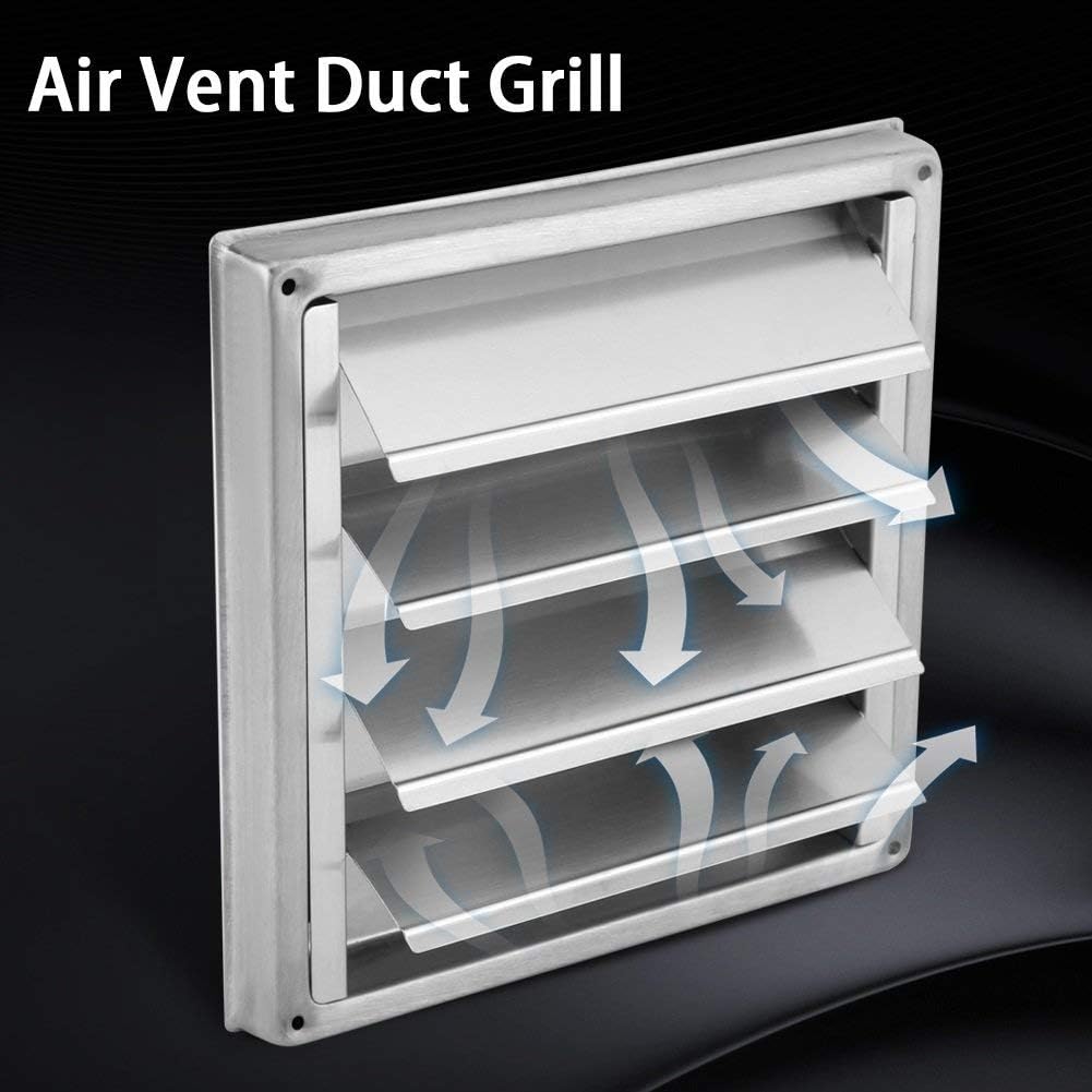 Exhaust Vent Cover External, 100mm Stainless Steel Louvered Dryer Duct Exhaust Air Vent Covers with Not-Return Shutters - Image 5