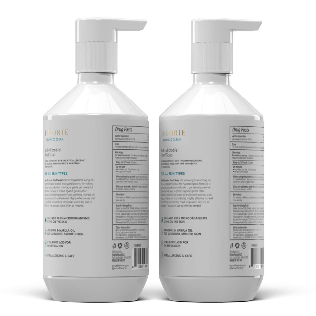 2 Pack Anti-Microbial Hand Soap 400 ML Advanced Clean - Instantly Kills Germs & Bacteria - For All Skin Types - with Argan Oil, Marula, Oil, Vitamin E (2 Pack) : Beauty