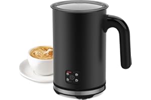 LONGDEEM Electric Milk Frother, 4-in-1 Electric Milk Steamer,10 oz/300 ML Automatic Cold And Warm Foam Maker For Coffee,Latte,Cappuccino,Macciato, Hot chocolate,Non-Stick Coating,Easy Clean,Black