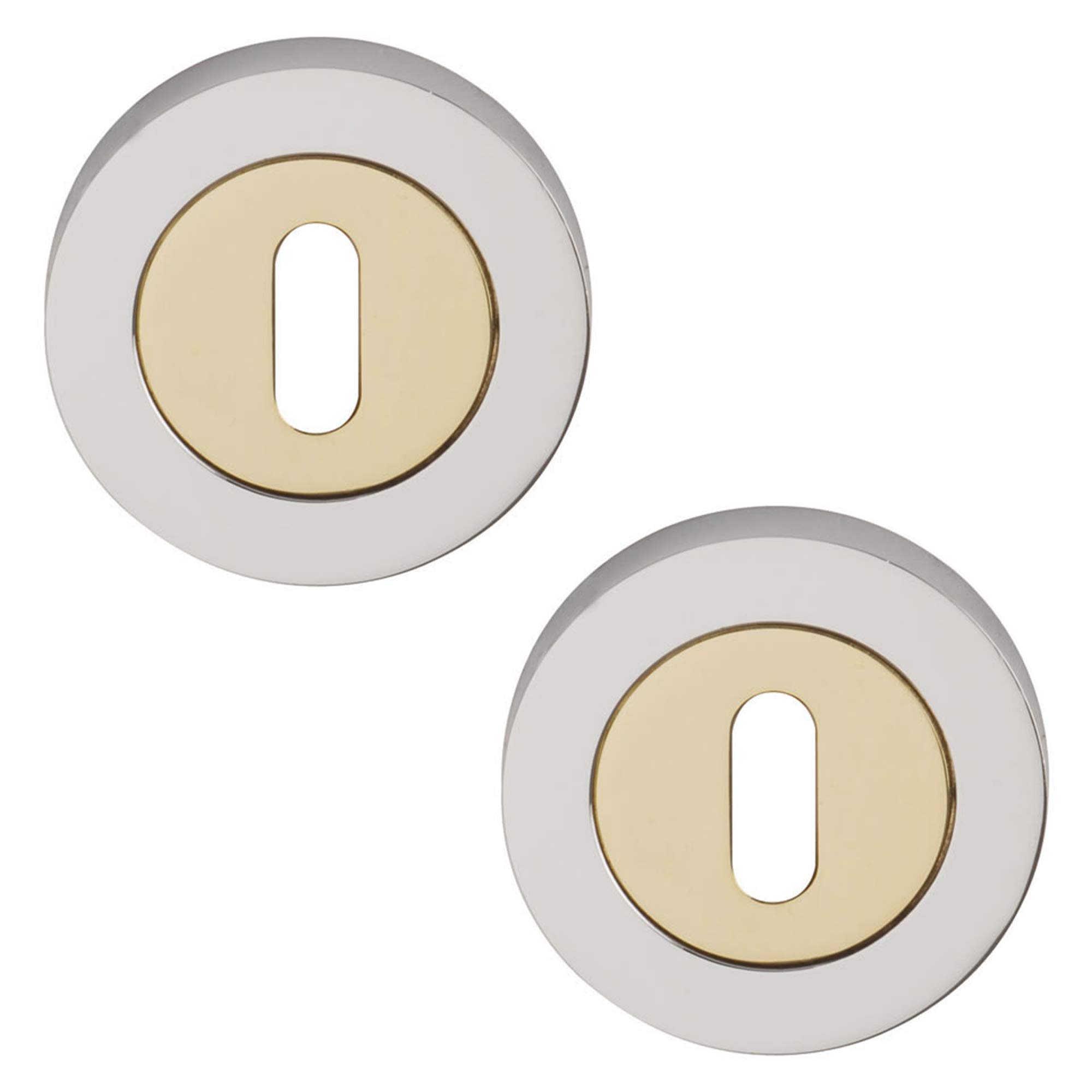 Excel Architectural DH3631 Round Keyhole Escutcheon Set, Polished Brass/Chrome