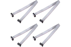 MECCANIXITY 4 Pcs IDC Flat Ribbon Cable, 2.54mm Pitch 12mm Width 30cm Long 10 Pin FC to FC Flat Ribbon Connector Jumper Wire 