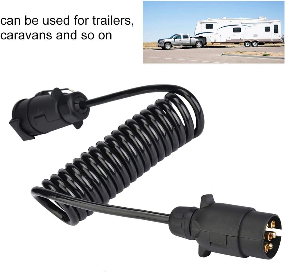 Qiilu Trailer Plug, 7Pin Trailer Male Female Head Plug Wiring Spring ...