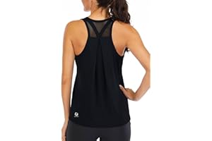 Workout Tops for Women Loose Fit Racerback Tank Tops for Women Mesh Backless Muscle Tank Running Tank Tops