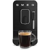Smeg BCC12FBMUS Automatic Espresso Machine with Steam Stick 8 Coffee Drinks Thermoblock Heating System Built-in Coffee Grinder Aesthetic Style All Black