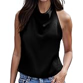 Women's Silk Satin Tank Tops Sexy Halter Neck Backless Y2k Camisole Summer Going Out Tops Streetwear