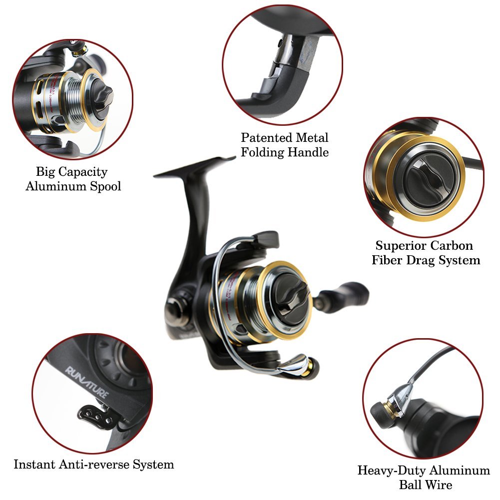 Lbカーボンファイバードラッグ Runature釣りリールspinning B07g267cr7 4000 1bearings 17 64 Large海水と淡水スピニングリール 7 スピニングリール 開店祝い