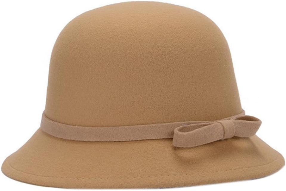 LAMEIDA Vintage Bowler Hats Fedora Cloche Bucket Hat Simple Soft Wool Winter Autumn Hat with Bowknot