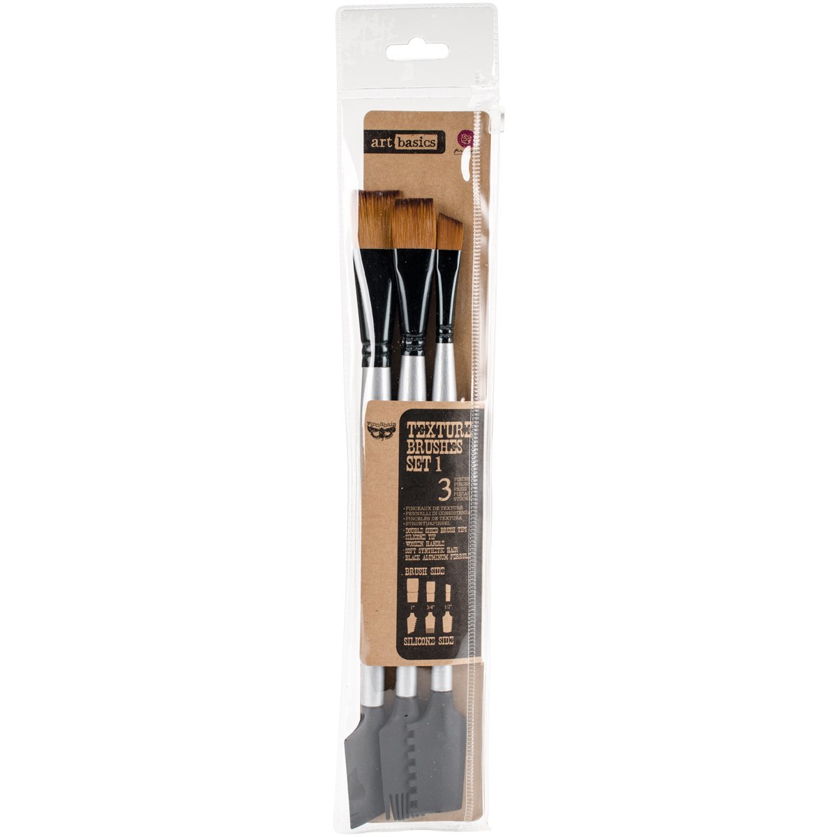 Prima Marketing Finnabair Art Basics Double-Ended Brush Set-Texture #1, Other, Multicoloured, 1.27x6.35x35.56 cm