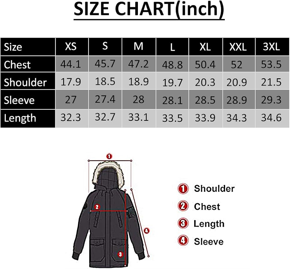 Molemsx Men's Warm Winter Down Jacket Parka Puffer Coat with Hood Faux-Fur Trim XS-3XL: Clothing