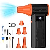 PENTASPI Compressed Air Duster, 120,000RPM Electric Air Duster, 4 Speeds Powerful Brushless Motor with LED Light, Rechargeable Cordless Air Blower for Computer, Keyboard, Car, Home