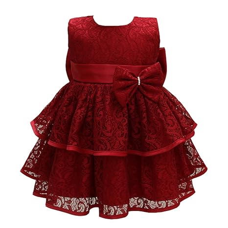 AHAHA Baby Mädchen Prinzessin Kleid Blumenmädchenkleid Taufkleid Festlich Kleid Hochzeit Partykleid Festzug Babybekleidung