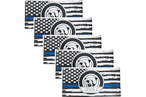 FISHFRUIT Thin Blue Line Sticker - Code 4, Thin Line Flag Car Decal, Police Support Stickers - American Flag Thin Blue Line Decal for Cars, Trucks, Windows, Laptops