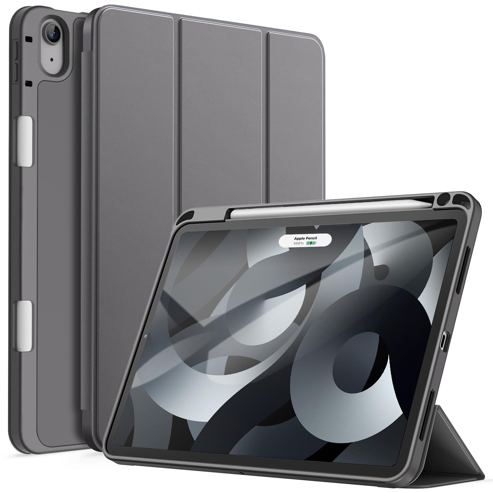 JETech Case for iPad Air 11-Inch M4/M3/M2 (2026/2025/2024), iPad Air 5/4 (2022/2020 5th/4th Generation 10.9-Inch) with Pencil Holder, Slim Tablet Cover with Soft TPU Back (Space Grey) — image 1