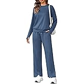 Totatuit Women's Long Sleeve Sweatsuit Sets Wide Leg Pants with Pockets Tracksuit 2 Piece Travel Outfits S-XXL