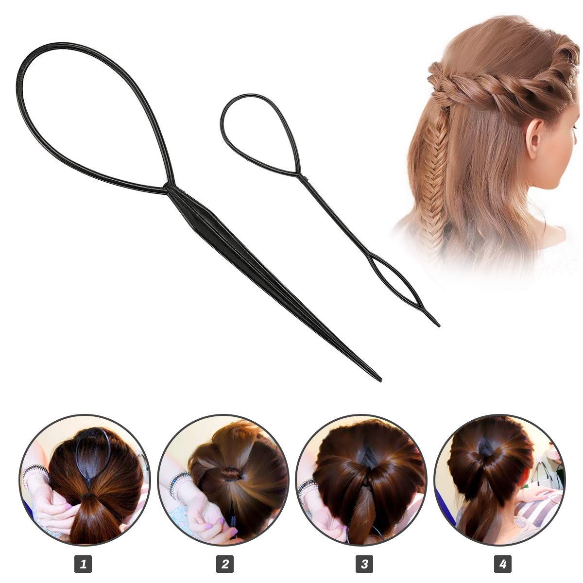 Winkeyes Hair Styling Set, Hair Design Styling Tools Accessories DIY Hair Accessories Hair Modelling Tool Kit Hairdresser Kit Set Magic Simple Fast Spiral Hair Braid Hair Braiding Tool, Set of 25: Beauty