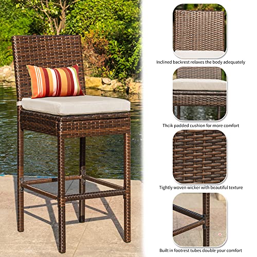 Sundale Outdoor Bar Stools 30 Inch Seat Height Set of 2, Patio Wicker