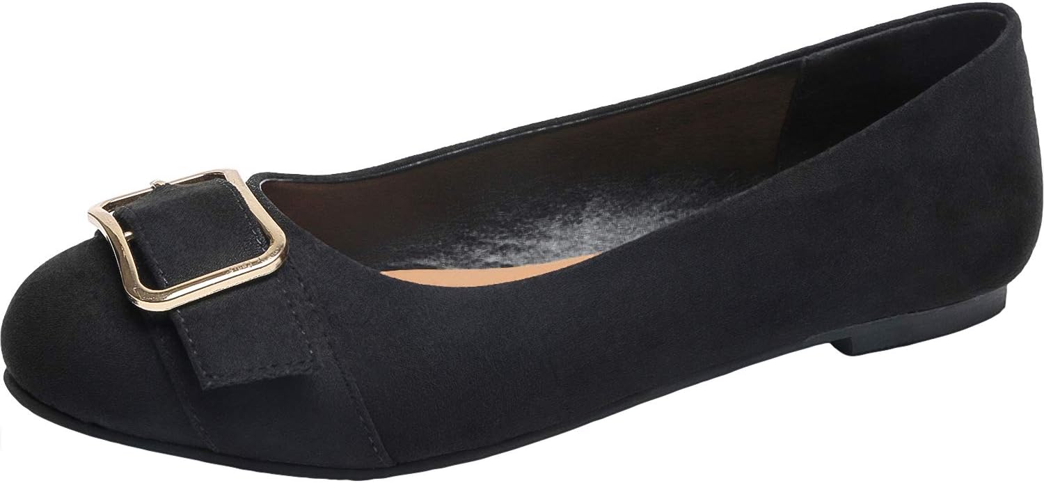 Aukusor Women's Wide Width Ballet Flat - Cozy Round Toe Slip On Flat Shoes.