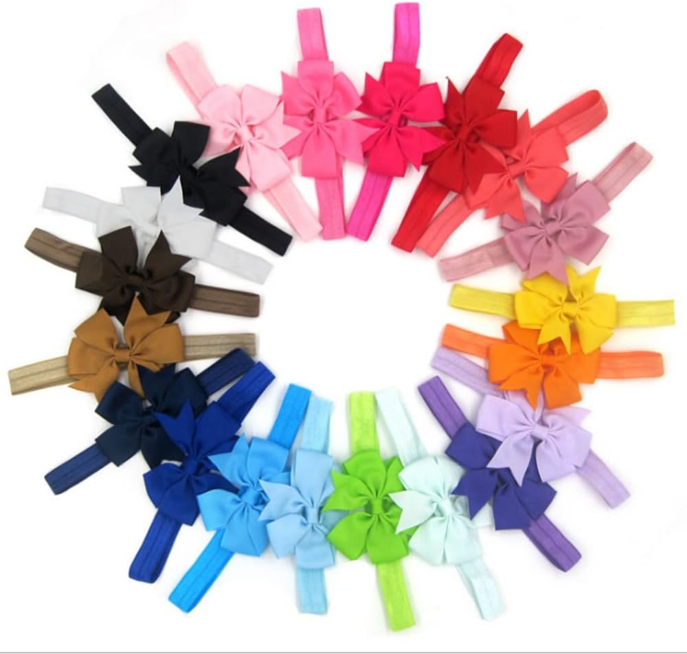 Rzctukltd 20pcs Elastic Baby Headdress Kids Hair Band Girls Bow Newborn Headband