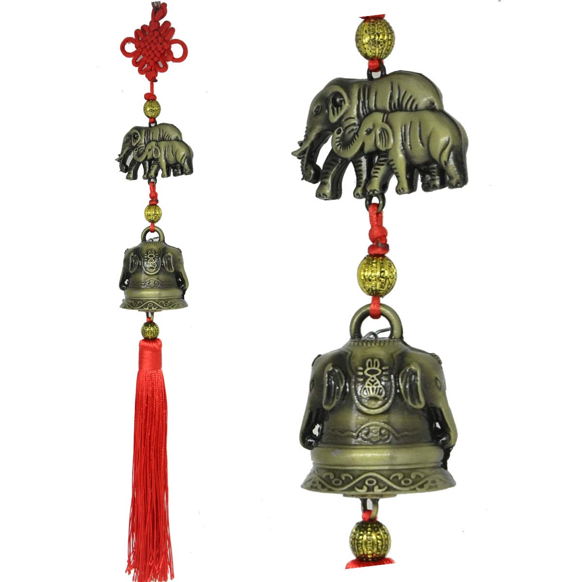 YeBon 15.35in Feng Shui Elephant Buddha Vintage Bell for Wealth and Safe, Success, Ward Off Evil, Protect Peace