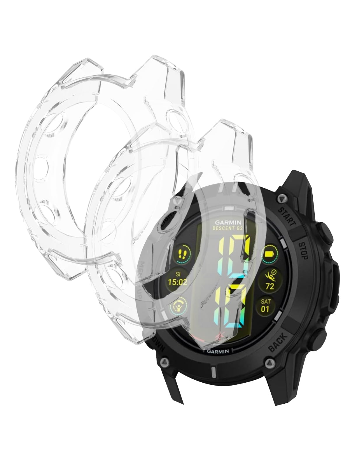 Photo 1 of 2 Pack Case for Garmin Descent G2 Smartwatch Cover,All-Round Protection,Shockproof,BOVUGAC Transparency TPU Protective Case Cover for Garmin Descent G2 Watch Accessories-Clear