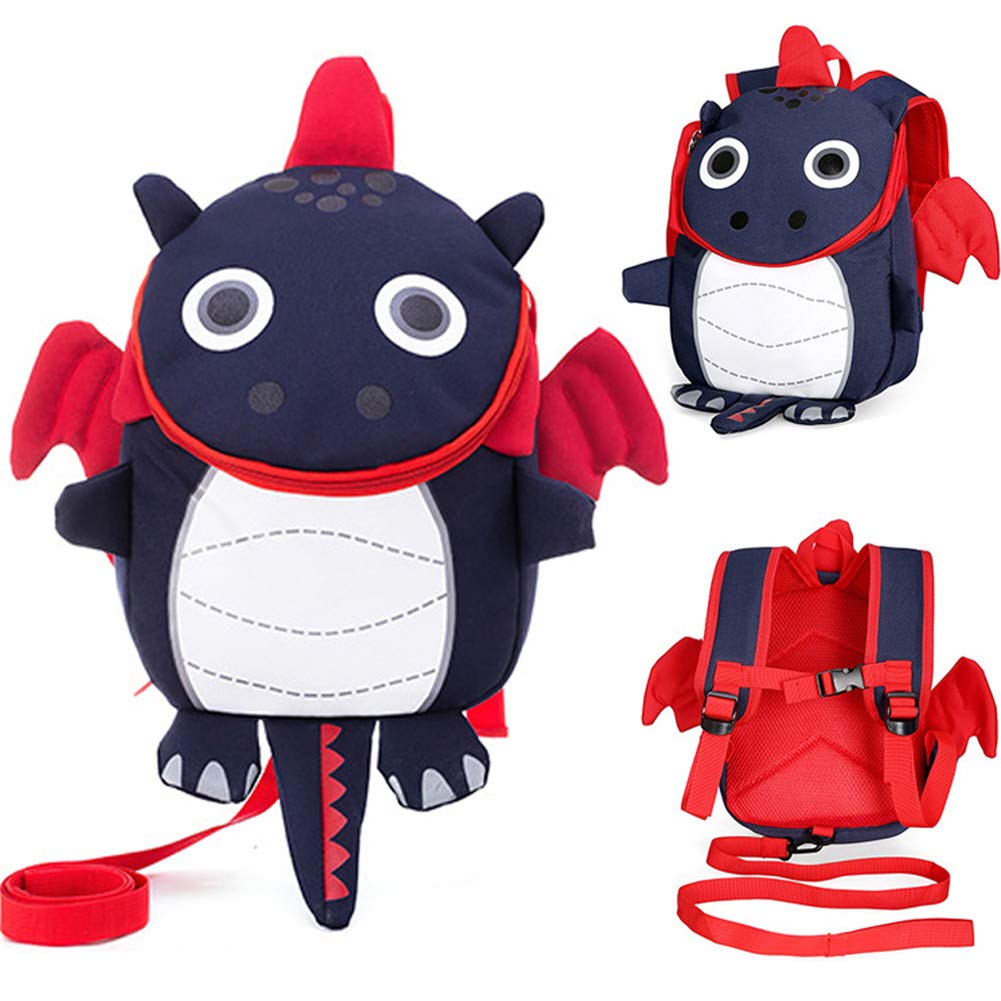 Kids Cartoon Backpack,3D Cute Dinosaur School Bag Safety Walking Anti-Lost Rucksack with Harness Reins for Toddler Baby Boys Girls 1-6 Years Old