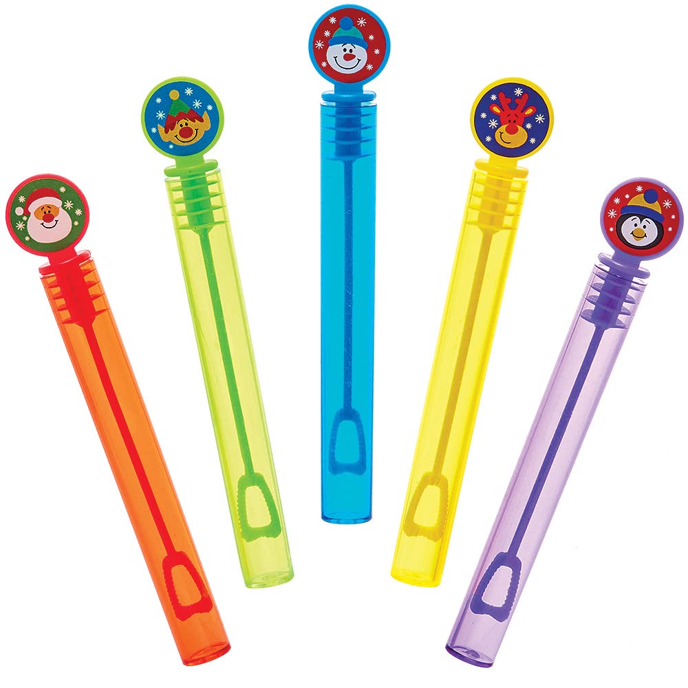 Baker Ross FX403 Christmas Chums Touchable Bubbles - Pack of 10, Xmas Party Bag Filler, Kids Party Bubbles, Kids Toys