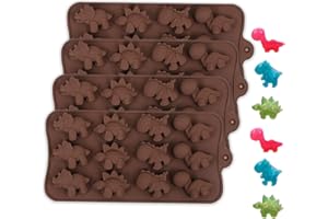 Sizkii 4-Pack Dinosaur Chocolate Molds, Food-Grade Silicone Mold, Cute Dino Candy Molds, Kitchen DIY Cake Accessories Jelly I