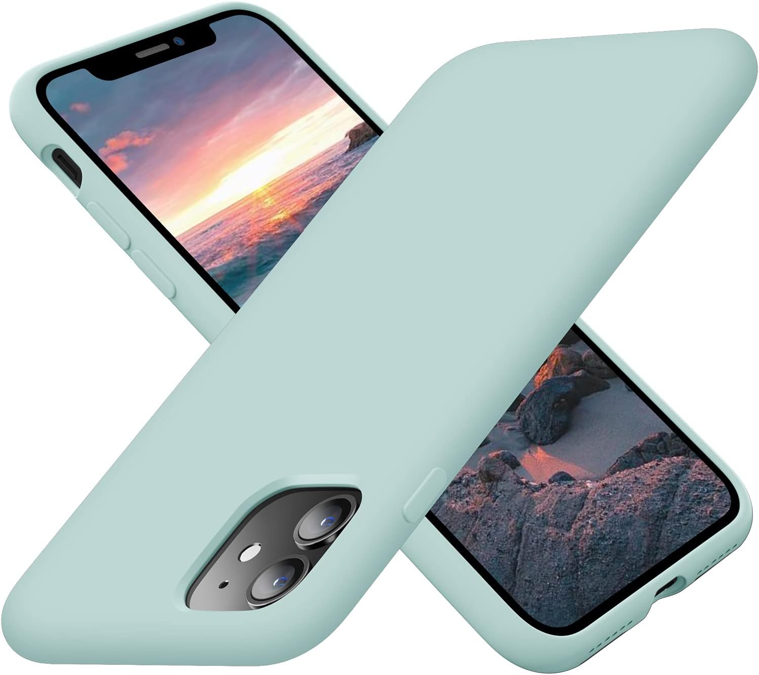 Cordking iPhone 11 Case for Girls, Silicone Ultra Slim Shockproof Phone Case with [Soft Anti-Scratch Microfiber Lining], 6.1 inch, Mint Green