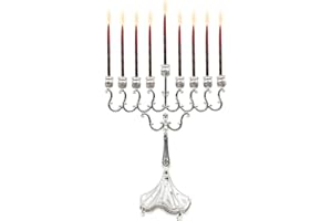 Majestic Giftware Silver-Plated Chanukah Candles Menorah (MN-HA19379BS) | Fits Standard Chanukah Candles | Durable & Long-Lasting Quality | Hanukkah Menorah - 8” High