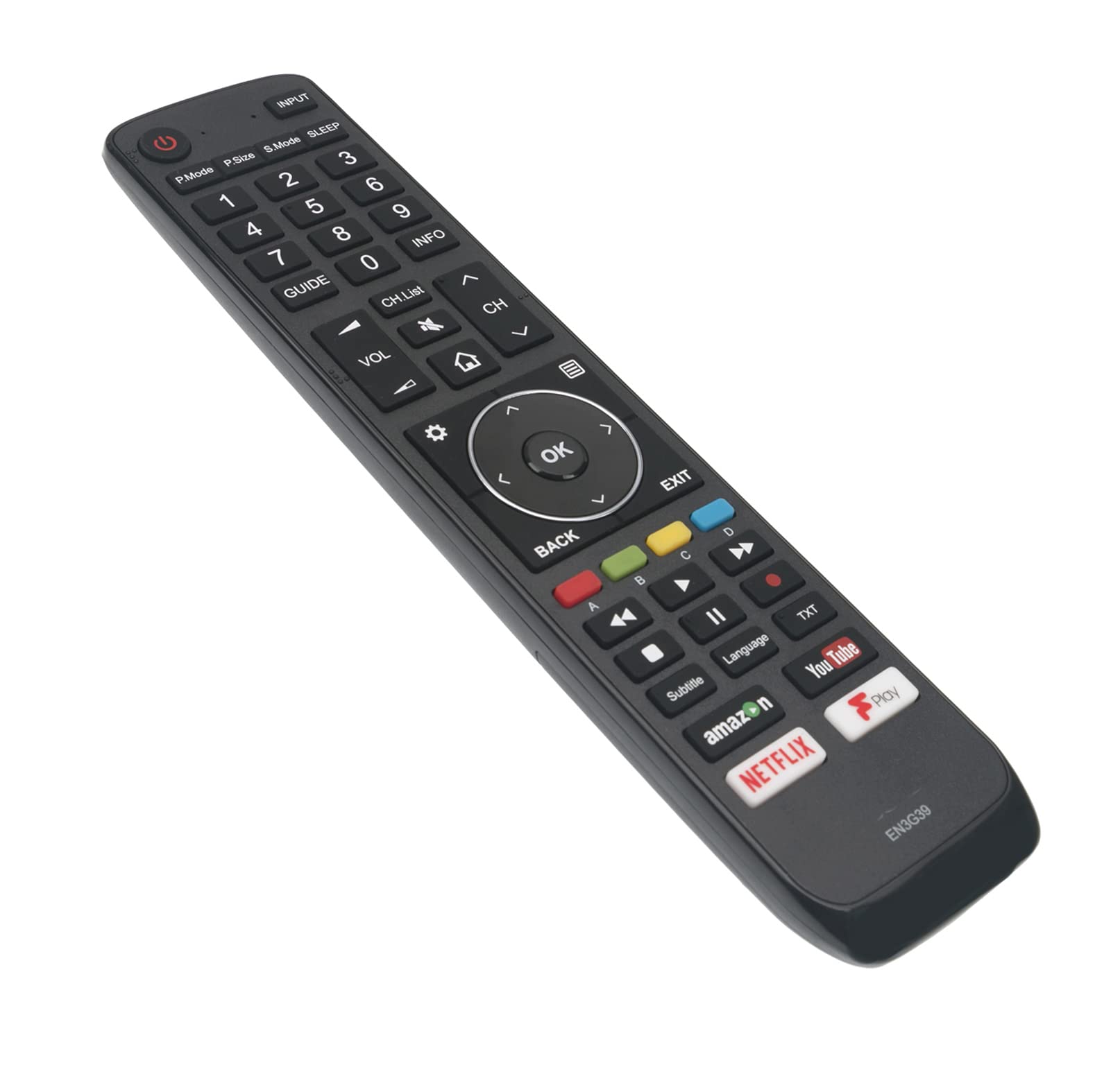 AULCMEET EN3G39 Replace Remote Control fit for Hisense 3D Smart UHD TV H60NEC5600UK H75U9AUK H43A6200 H50A6200 H55A6200 H65A6200 H55A6250 H65A6250 H43AE6100 H50AE6100 EN3G39 H43A6250 H50A6250