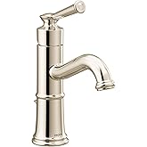 Moen Polished Nickel Belfield One-Handle Bathroom Sink Faucet with Drain Assembly and Optional Deckplate, 6402NL