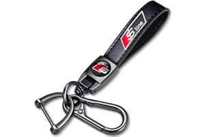 JYSDLHQ Genuine Leather Car Keychain Compatible with Audi S Line S3 S4 S5 S6 S7 S8 SQ2 SQ5 SQ7 SQ8 Car Key Chain Ring Accessories for Men and Woman
