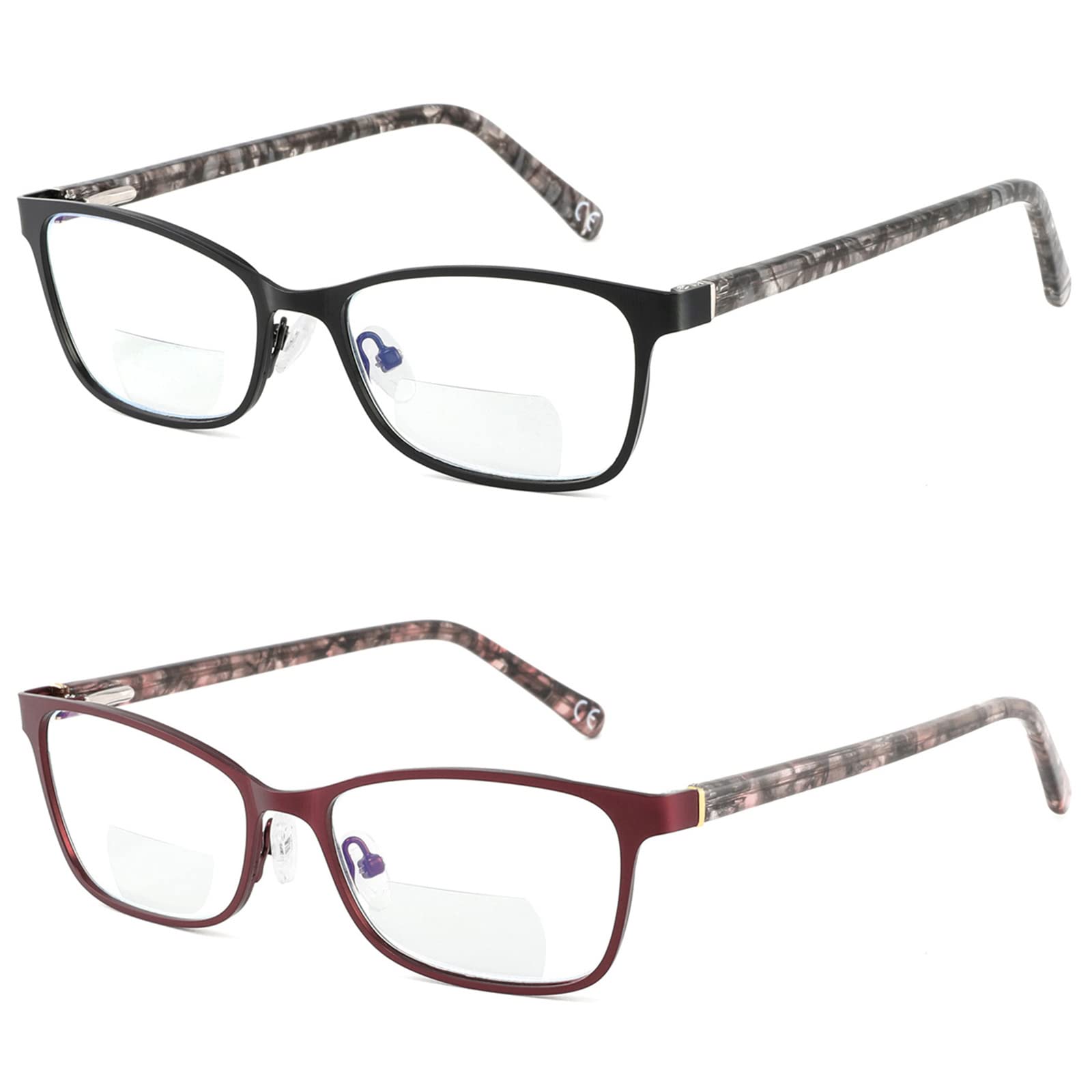 Photo 1 of *ONLY 1* Bifocal Reading Glasses Women Cateye Blue Light Blocking Reader Stylish Clear Upper Computer Designer Small Frame Cute Ladies Cheater Red Eyeglasses Fashion Lined Metal Farsighted Spectacle +2.0