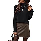 Women's 100% Wool Turtleneck Sweater Oversized Dropped Shoulder Long Sleeve Knit Pullover Fall Winter Classic Comfort