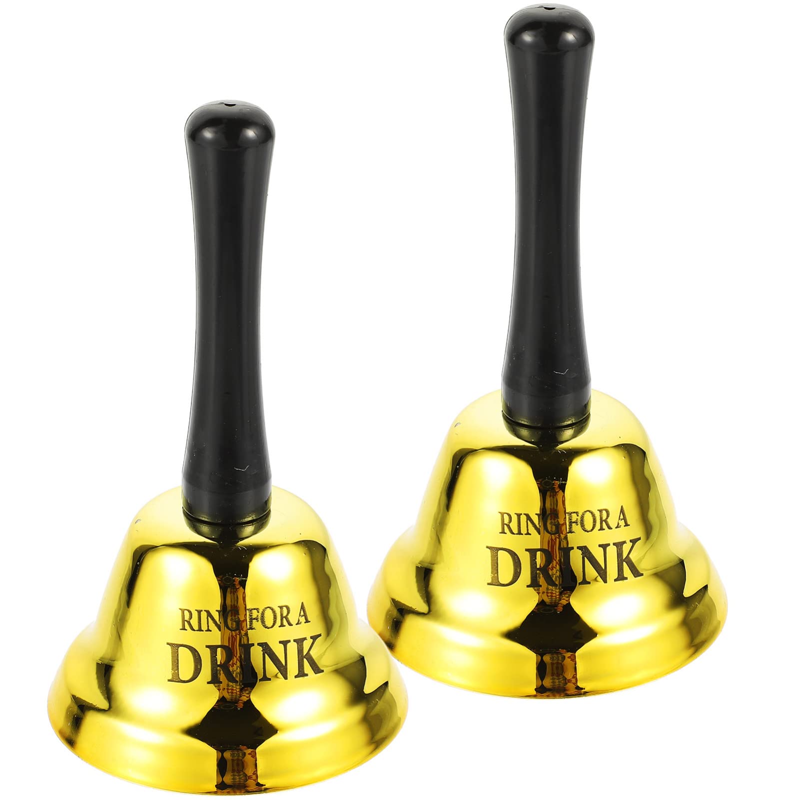 Toyvian Ring for Drink Bell 2pcs Novelty Handbell Gold Metal Dinner Call Bell Loud Sound Service Bell Home Decoration for Restaurant Hotel Meditation Prayer Pet Feeding