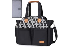 Large Diaper Bag Tote Baby Bags for Mom, Women Diaper Tote Bag with Insulated Pockets & Changing Pad & Stroller Straps