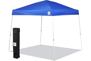 E-Z UP Sierra II Instant Pop Up Outdoor Canopy 10' x 10', Roller Bag and 4 Piece Spike Set, Royal Blue