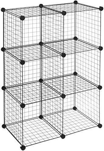 AmazonBasics 6 Cube Wire Storage Shelves - Black