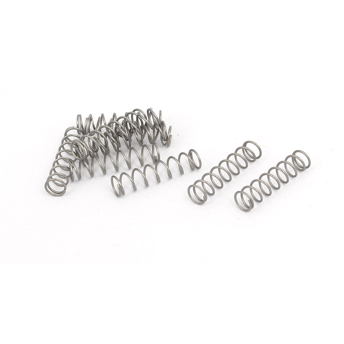 sourcingmap Compression Spring,304 Stainless Steel,5mm OD,0.5mm Wire Size,20mm Free Length,Silver Tone,10Pcs