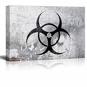 Biohazard Symbol on Shabby Wall