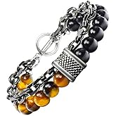 KIOMOY Stainless steel fashion jewelry natural tiger eye Obsidian men's/women's bracelet 10 mm bead string