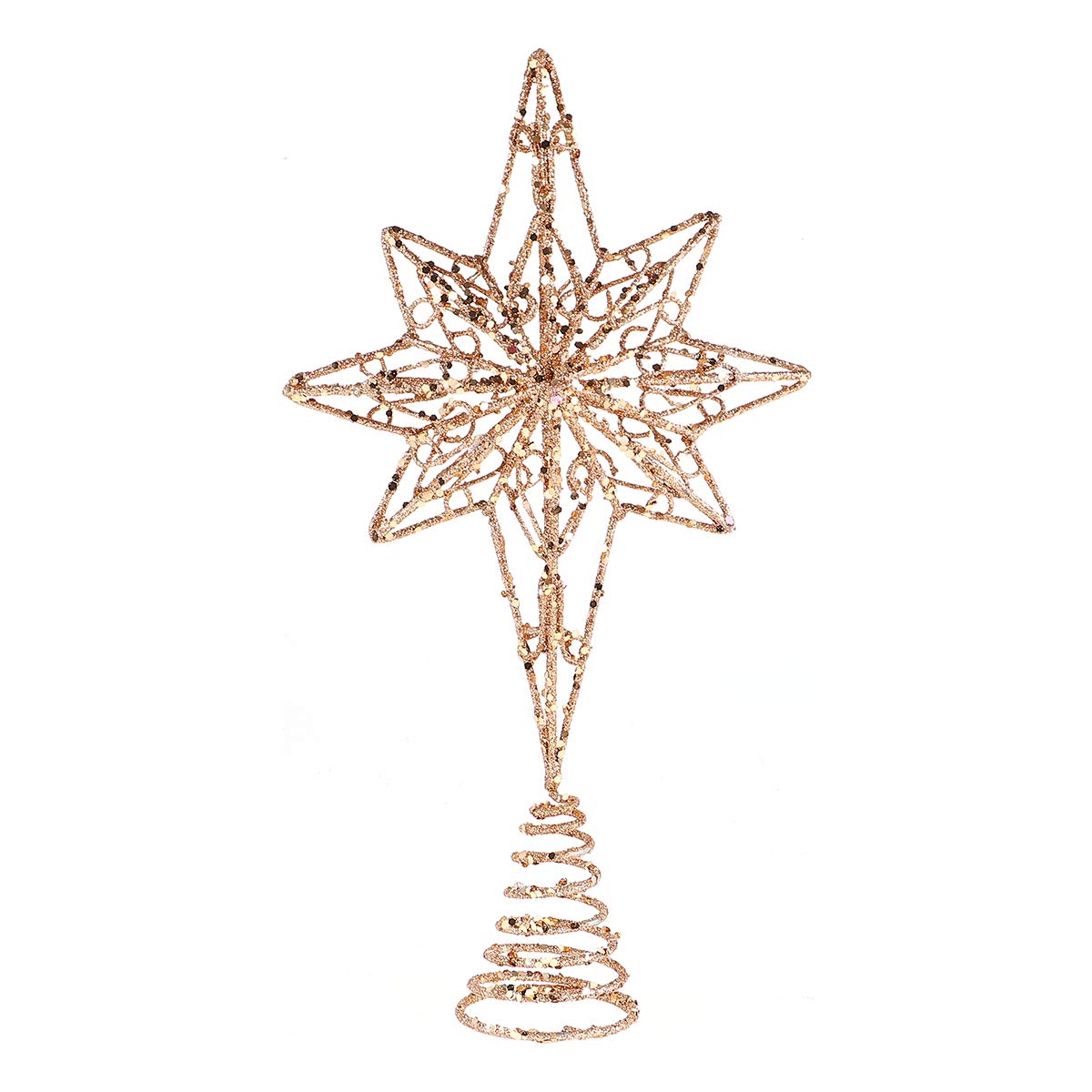 Amosfun Christmas Tree Topper Glitter Star Tree Topper Tree Star Xmas Tree Ornaments for Holiday Party Decoration Rose Gold