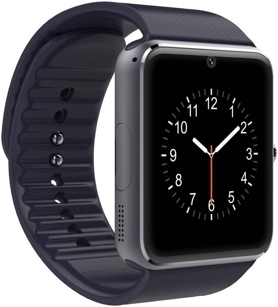 Smart Watch, Wearable Bluetooth Touch Screen Smart Watch with Camera and SIM Card Slot for Android Samsung HTC LG SONY (Full Functions) IOS iPhone 5 / 5s / 6 / 6plus / 7(Partial functions) (Black)