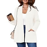 AusLook Women's Plus Size Lightweight Open Front Cardigan Long Sleeve Cover Ups Shrugs Jacket Shawls and Wraps Kimono