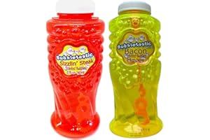 Bubbletastic Steak and Bacon Scented Bubbles for Dogs - 2 Pack, 8 oz Each - 100% Non Toxic and Tear Free