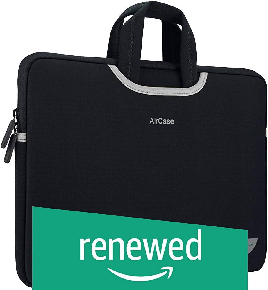 (Renewed) AirCase 13/14 inch Designer Neoprene Protective Handle Sleeve for Laptops (Carbon Black)