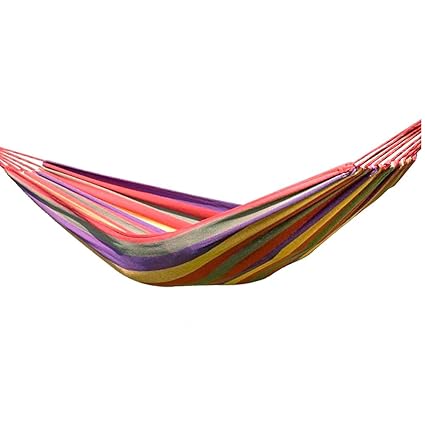 Aobiny Hammock, Outdoor Leisure Single Hammock Thick Colored Canvas Hammock