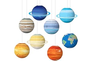 SINGOMON 8PCS Space Planet Paper Lanterns Universe Planet Lanterns Earth Mars Saturn Venus Neptune Hanging Paper Lanterns Rou